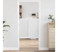 YunCangg White solid pine swing doors, 2 piece set, 80 x 90 cm, slatted interior room divider for house entrance, hallway, cellar, renovation, durable warmth and clean modern look