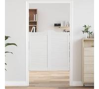 YunCangg White swing doors 100 x 50 cm solid pine wood, louvered interior room divider pair for hallway, basement, renovation, new build, door leaf style with durable natural look
