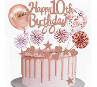 Yunchu Online Cake Decoration 10th Birthday Girl - Happy 10th Birthday Cake Topper Rose Gold - Cake Topper 10 Years - Cake Decoration Cupcake Toppers
