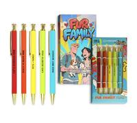 YUNCHUN 5PCS Funny Pens for Adults,Mental barrel, Novelty Ball Pens, Family Gag Gift with Fur Family Sayings, Smooth Ballpoint Pens for Writing, Ideal for Family and Friends, Medium Point + Black Ink