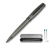 YUNCHUN Executive Pens for Men, Heavy Ballpoint Pens Set for Men Gift, Retractable Ball Point Pens for Work, Smooth Writing Black Ink with Lozenge Pattern, Metallic Gray