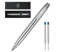 YUNCHUN Executive Pens for Men, Medium Point Ball Point Pen Sets for Men Gift, Heavy Duty Ball Pen for Writing, Retractable Metal Ballpoint Pen for Journaling, Ballpoint Pens Blue Ink with Pure Silver