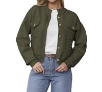 YUNDAI Womens Cardigans Cozy Long Sleeve Lightweight Cute Button Down Jackets Coats Ladies Tops Knitted Crew Neck Cardigan for Women UK, 2X-Large Army Green