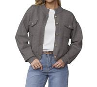 YUNDAI Womens Cardigans Cozy Long Sleeve Lightweight Cute Button Down Jackets Coats Ladies Tops Knitted Crew Neck Cardigan for Women UK, 2X-Large Gray