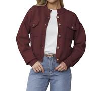 YUNDAI Womens Cardigans Cozy Long Sleeve Lightweight Cute Button Down Jackets Coats Ladies Tops Knitted Crew Neck Cardigan for Women UK, 2X-Large Burgundy