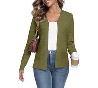 YUNDAI Womens Cardigans V Neck Long Sleeve Lightweight Button Down Open Front Jumpers Ladies Tops Textured Knit Patterns Outerwear Cardigan for Women UK, X-Large Green
