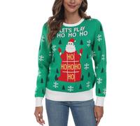 YUNDAI Womens Christmas Jumpers Long Sleeve Crew Neck Lightweigth Knitted Solid Color Loose Pullover Sweaters Tops for Winter, 2X-Large Christmas Green