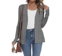 YUNDAI Womens Long Sleeve Knit Cardigan V Neck Open Front Cover Up | Lightweight textured knit cardigan, V neck open front design, ideal for casual, beach and daily outfits