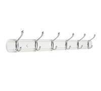 Yundoza Coat Hooks Wall Mount, Wood Bamboo Wall Coat Rack with 6 Metal Hooks for Hanging Clothes, Towels, Keys, Bags(White&Brushed Nickel)
