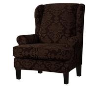 YUNDUOKEJI Wingback Chair Covers 2 Piece,Stretch Spandex Wingback Chair Covers Sofa Slipcovers for Furniture Protector Couch Wing Chairs Covers，3D Jacquard Damask Armchair Cover(Color:Deep Coffee)