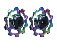 Yundxi 2pcs Bicycle Rear Derailleur Pulley, 10T/11T/12T/13T/14T/15T/16T/17T Aluminum Alloy Jockey Wheel Ceramic Guide Pulley Bike Guide Roller Wheel for 4/5mm Guide Wheel (Colourful,15T)