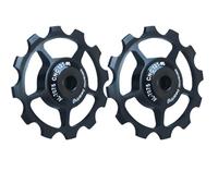 Yundxi 2pcs Bicycle Rear Derailleur Pulley, 10T/11T/12T/13T/14T/15T/16T/17T Aluminum Alloy Jockey Wheel Ceramic Guide Pulley Bike Guide Roller Wheel for 4/5mm Guide Wheel (Black,12T)