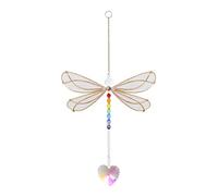 Yundxi Crystal Suncatcher Hanging Prism Ornament Kit with Dragonfly Angel Pendant Rainbow Maker Crystal Guardian for Garden Window Car Party Christmas Indoor Outdoor Decoration (Clear Heart Pandent)