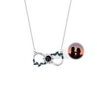 YUNEEHA Customized Projection Necklace with Picture Inside - Personalized Engraved Photo Necklace with Flower - Gift for Loved Ones on Christmas, Birthday, Valentine, Wedding, Standard, Brass, Cubic