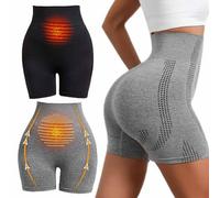 YUNFAN 2pc Viresta Shaping Shorts,2025 Viresta Ion Shaping Shorts,Micro-Vibration Massage Module Ion Fiber Repair Shorts,Ice Silk Ion Fiber Repair Shorts For Women (Black+Gray, L)