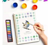 YUNFAN Beginner-Friendly Watercolor Workbooks,Watercolour Books for Adults,Art Paper Watercolor Workbook,12 Color Water Colours Paint Set with Supplies,Water Colour Paints Painting Kit for Kids(B)