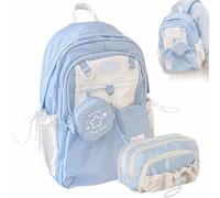 YUNFAN Rosy Posy Backpack,Rosy Posy Soft Setting Cream Star Drawstring Backpack,With Pencil Case,Large Capacity Multifunctional Waterproof Backpacks for Travel,Outing and Shopping(A)