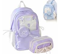 YUNFAN Rosy Posy Backpack,Rosy Posy Soft Setting Cream Star Drawstring Backpack,With Pencil Case,Large Capacity Multifunctional Waterproof Backpacks for Travel,Outing and Shopping(C)