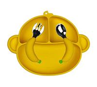 YUNFANG Kids Plates and Utensils,Monkey Banana Shaped Silicone Bowls & Plates | Feeding Spill Proof Divided Plate, Toddler Weaning Supplies, Portable Non Slip Plates for Children and Kids