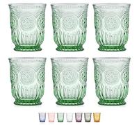 Yungala Green Small Drinking Glasses Set of 6 Vintage Hobnail 8 oz