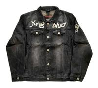 Yungblud Men's Be Fooking Happy Denim Jacket in True Black | Size: Large Yungblud True Black L
