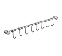 YunGenu Premium Stainless Steel Kitchen Tool Utensil Organizer Rack with Movable Hooks for Pan Pot,Wall Mount (18.75"-8 Hooks)