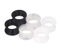 Yungger 3 Pairs/6 Pairs Black White Clear Ultra Thin Silicone Double Flared Flexible Tunnel Ear Stretching Plug Gauge 4g-1 inch, Silicone