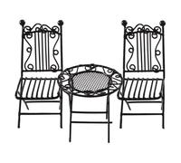 YUNGLOO 3in1 Miniature Iron Table And Chair Set For 1/12 Dollhouses Decors Craft Project And Garden Display Accessories Dollhouses Furniture