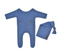 YUNGLOO Baby Boy Girl Romper Hat Set Knitted Jumpsuit Long Tail For Head Wrap Turban Cap Headwear Bonnet Crochet Costume Fairy Garden Fairies Fairy Garden Accessories Resin Ornaments Figurines Angel