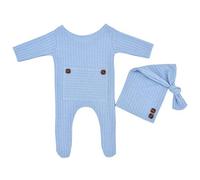 YUNGLOO Baby Boy Girl Romper Hat Set Knitted Jumpsuit Long Tail For Head Wrap Turban Cap Headwear Bonnet Crochet Costume Fairy Garden Fairies Fairy Garden Accessories Resin Ornaments Figurines Angel