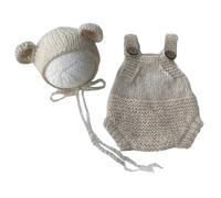 YUNGLOO Bear Outfit Hat Jumpsuit Set Baby Photography Props Newborn Photo Props Photoshooting Accessories Infant Suit 2PCS Infant Clothing