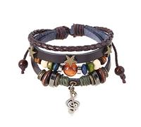 YUNGLOO Gypsy Hippie Design Beaded Vintage Alloy Musical Note Leather Adjustable Pendant For Women Jewelry
