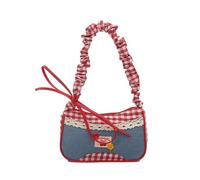 YUNGLOO Lovely Lattice Shoulder Bag Sweet Underarm Bags Bows Drawstring Strap Crossbody Small Purses Handbags Toted Shoulder Handbag Hobos