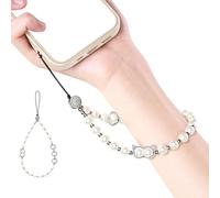 YUNGLOO Multipurpose Beaded Phone Strap Adjustable Wrist Lanyard Featuring Strong Rope & Pearls Detailing For Smartphone Use Multiple Functional Phone Wristlet