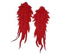 YUNGLOO Romance Feathered Fabric Hair Clip for Fashion Red Peach Embroidery Gothic Styles Hair Accessory for Women Double Color Embroidery Accessory