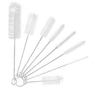YUNGMAX Small Bottle Brush Set, 8PCS Nylon Straw Cleaner Pipe Brushes for Washing Narrow Neck Water Bottles Jars Teapot Spout (White)