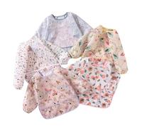 Yunguui Baby Bibs with Sleeves,5 Pcs,Waterproof Weaning Bib,Toddler Apron 3-30 Months