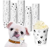 Yungyan 100 Pcs 3 oz Disposable Pup Cups for Dogs Whip Cream Paper Cups Puppy Dog Paw Print Snack Cups for Dog Puppy Pet Theme Party Dog Treat Feeding Supplies