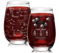 Yungyan 2 Pcs End of Class Chemistry Teacher Appreciation Gift Glasses Stemless Wine 15 oz Gifts Glassware Etched with Molecules Thick Wine Tumblers Chemistry Science Lovers Gifts