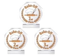 Yungyan 3 Pcs Bake Off Trophy 1st 2nd 3rd Place Bake Off Awards Trophy Acrylic Cooking Competition Winner Medals Gift Prizes for Women Men Cooking Contest Party Favors