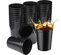 Yungyan 36 Pack 16 oz Stadium Cups Reusable Plastic Cups Blank Drink Stadium Tumblers for Parties, Events, DIY Projects (Black)