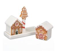 Yungyan Gingerbread House Salt and Pepper Shaker Set, 3 Piece Set | Christmas Ceramic Salt and Pepper Shakers with Base Christmas Tree for Xmas, Kitchen, Table Decor, Holiday Gift