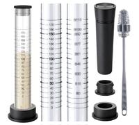Yungyan Sourdough Jar Kit Fermentation Tracker Sourdough Starter Tube Baking Supplies with Graduated Glass Tube Silicone Stopper Pump Cleaning Brush for Bread Proof Baking (Black)