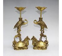 YUNHAO Brass Carved Bird Crane Dragon Turtle Candle Candlestick Statue