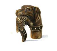 YUNHAO Chinese Carved brass Dog Bitten Birds Statue Cane Walking Stick Head