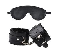 YUNHAOBAO BDSM Bondage Set Restraints Soft Plush Handcuffs and Eye Mask | Fluffy Wrist Leather Handcuffs Extreme Sex Toy for Couples Adult Bedroom Cosplay Women's Sexy Wrist Cuffs(black)