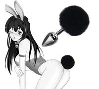 YUNHAOBAO Bunny Butt Plug Tail Fluffy Tail Perfect for Kinky Fun Cosplay | Stainless Steel Butt Plug Metal Anal Toys Anime Cosplay G-Spot Stimulation SM Tail Fur Anal Plug Sex Toy for Beginners Women