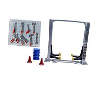 Yunhgft 1/64 Scale Diorama: Car Garage, Maintenance Tools, Architectural Model, Realistic Traffic Cones, Car Lift, Workshop, Silver Car Lift