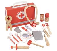 Yunhgft Children Pretend Play Wooden Role Medical Playset Educational Props Interactive Pieces Smooth Touch suitable for home playroom family time , Red Doctor Set Gift Box