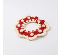 Yunhgft Christmas Crochet, Holiday Pet Bandana for Festive Felines, New Year Red, Red, S (under 7 catties)
